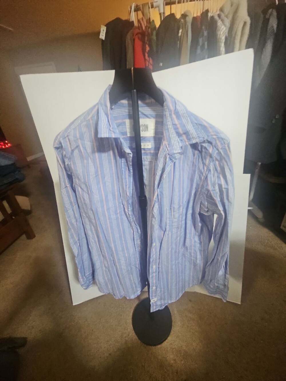 Grayson The Hero Button Up Shirt Size 04 Blue Striped Cotton